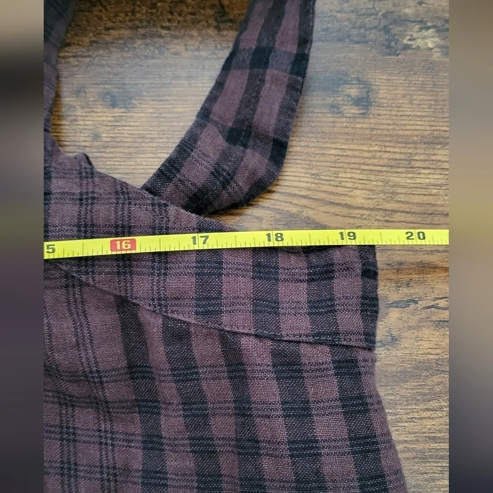 Everlane Linen Brown Black Plaid Button Down Jumpsuit